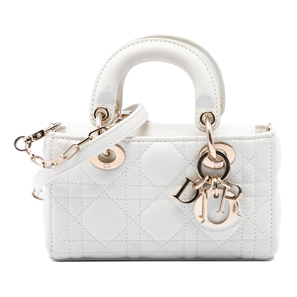 Pre-Loved Dior Micro Lambskin Cannage Lady D Joy